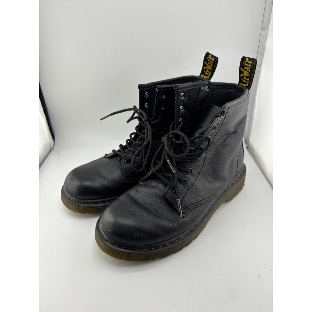 Dr. Martens 1460 J Kids Black Leather Lace Up Side Zip Boots Size 3 US 2 UK